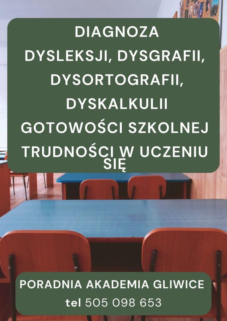 dysleksji, dysgrafii, dysortografii, dyskalkulii Gliwice