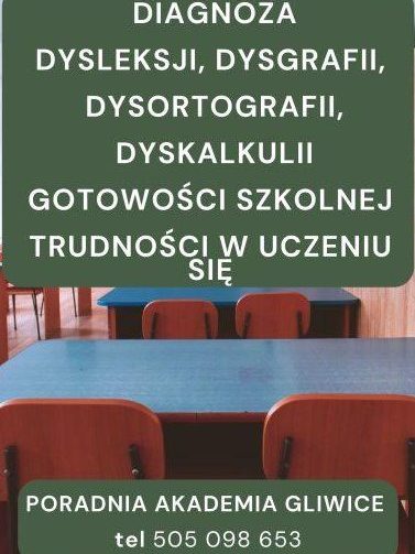 dysleksji, dysgrafii, dysortografii, dyskalkulii Gliwice